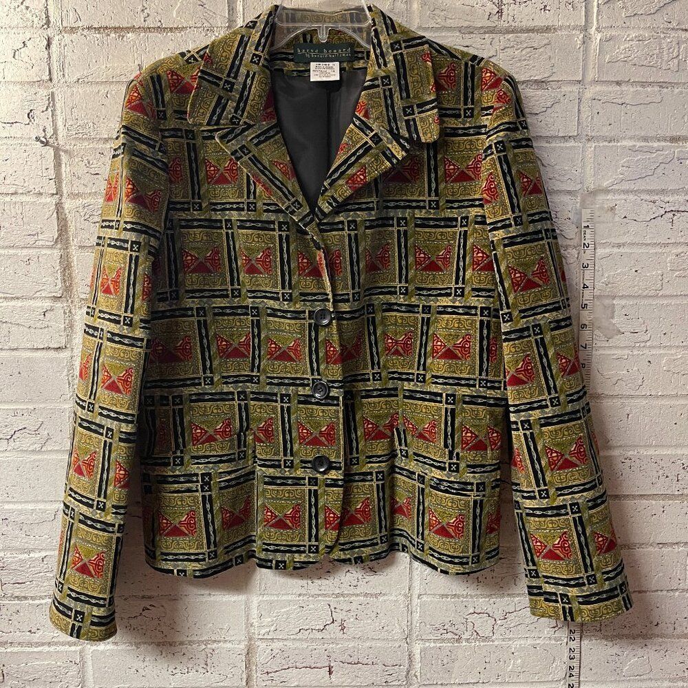 Vintage Harvé Benard Blazer – Bold Geometric Print Statement Jacket Plus Size 16